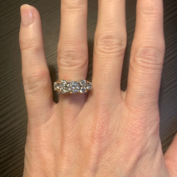 STUNNING $10,000 Diamond Cluster Wedding Set - Picture 9 of 12